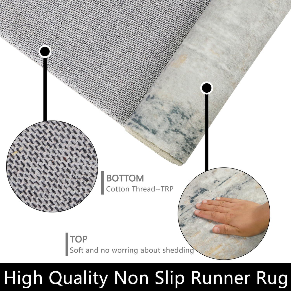 Teppichläufer Flur Küche rutschfest Waschbar 65x240cm Läufer Lang Schlafzimmer Wohnzimmer