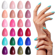 24er LADYING Glossy Mandel Soft Gel Nägel Kurz Oval Kit