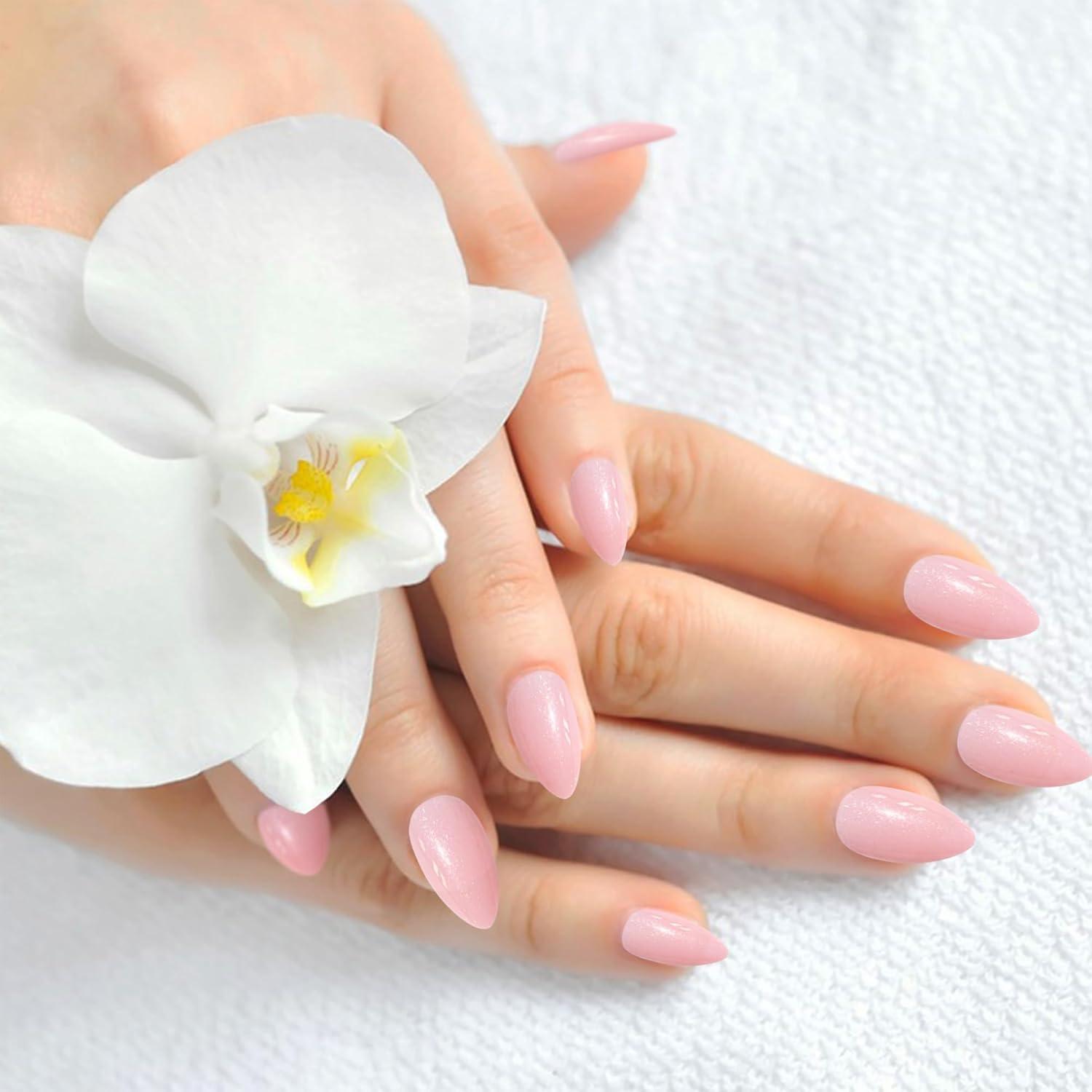 24er Pack Glossy Mandel Soft Gel Nägel Kurz Oval Press on Nails Kit