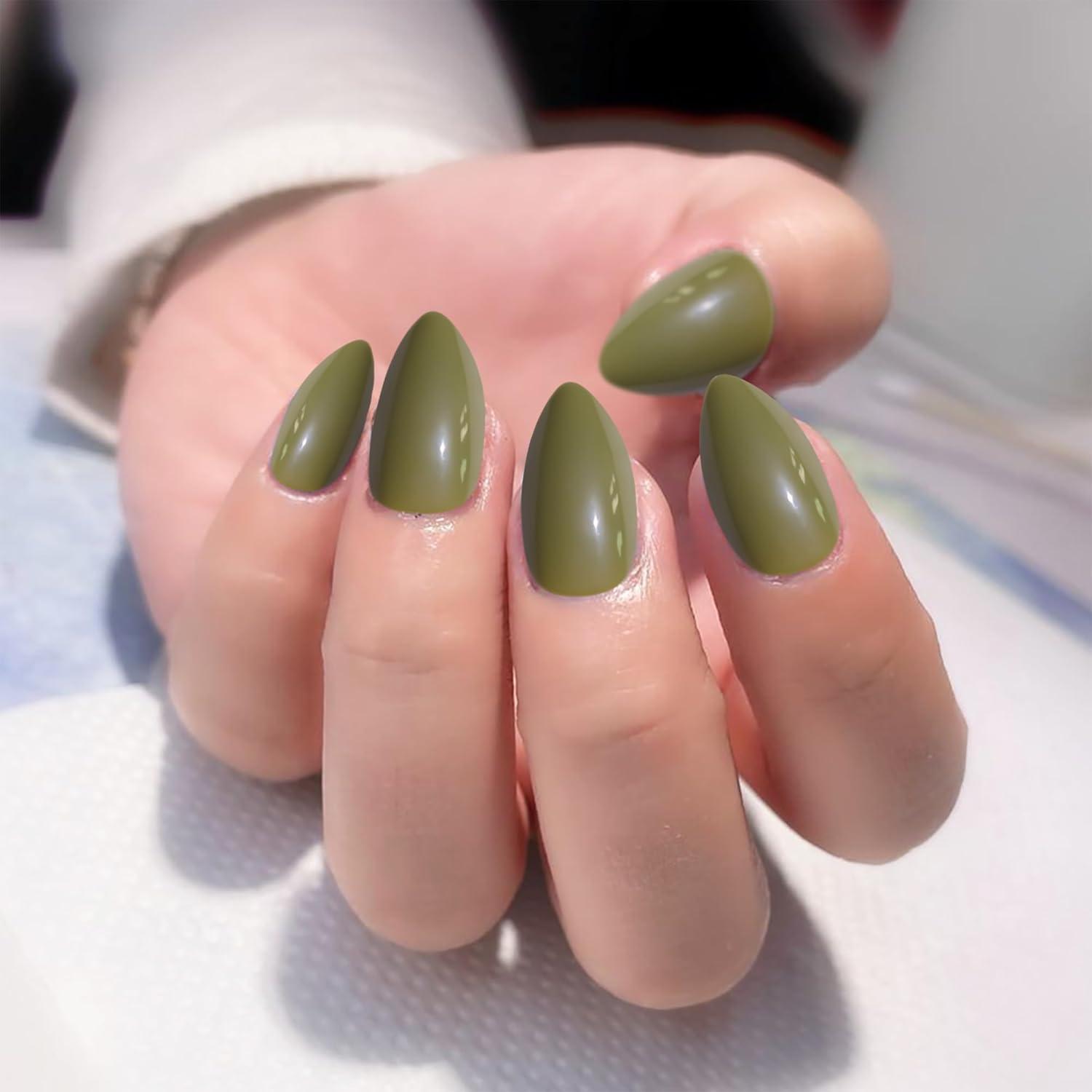 24er Pack Glossy Mandel Soft Gel Nägel Zum Aufkleben Fake Nägel Kit