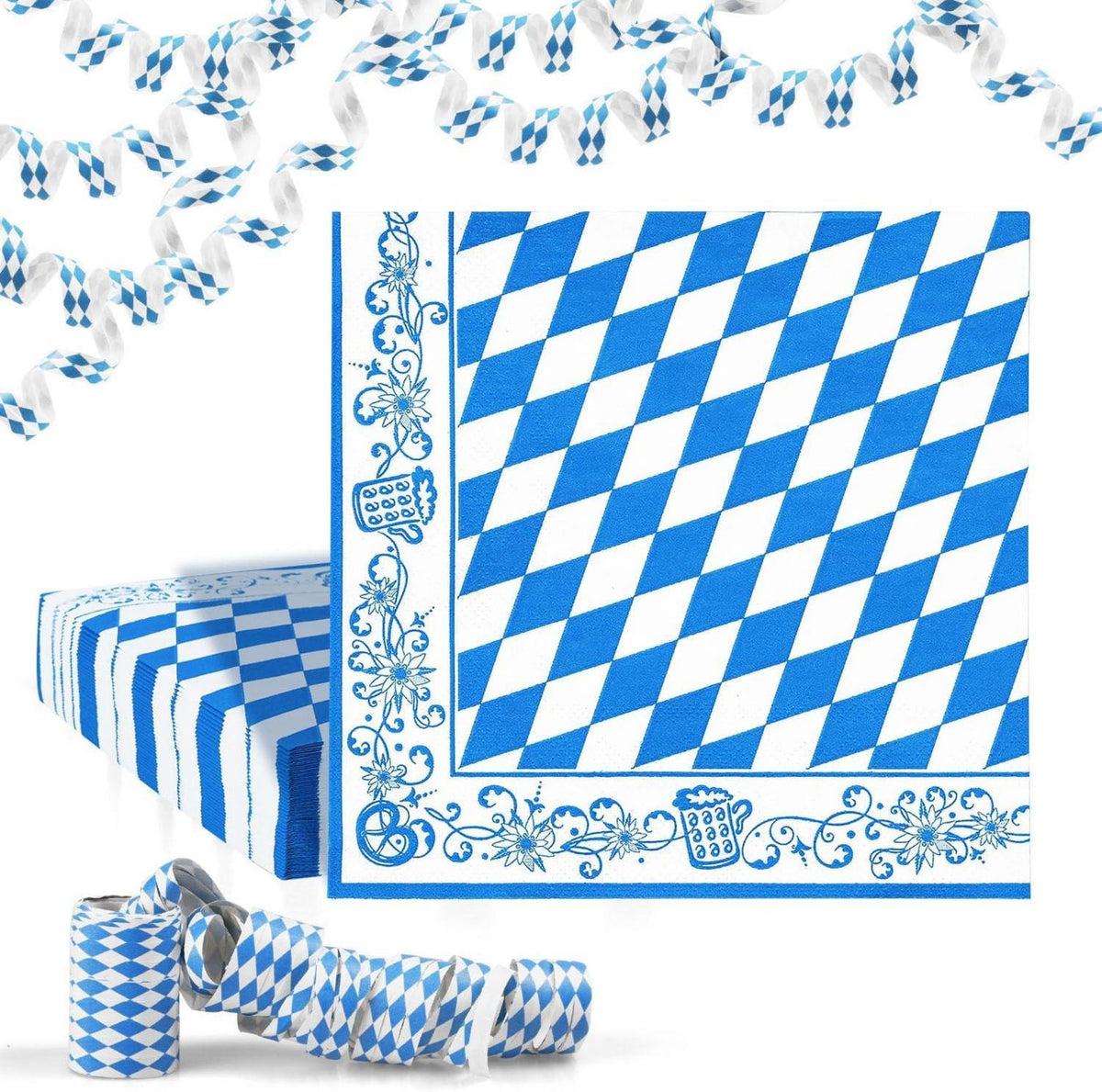 Servietten Oktoberfest Deko 40 Stück kariert 3-lagig 33x33cm Tischdeko