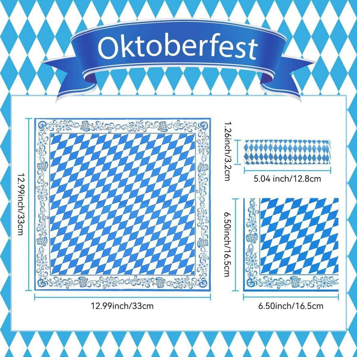 Oktoberfest Servietten 40 Stück 33 x 33 cm 3-lagig mit