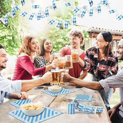 40 Stück Oktoberfest Servietten 33x33 cm kariert Bier Weizen Brezel Bayern