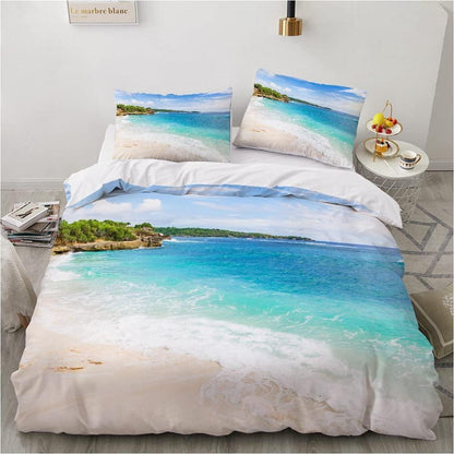 3D Meeresmotiv Bettwäsche 135x200 cm, 4-teilig, Weiß Blau