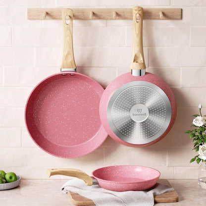 Antihaft Bratpfanne 28cm Rosa für Induktion mit Granitbeschichtung