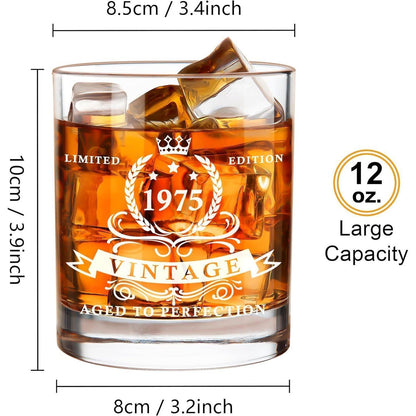 Whiskyglas 1974 für Männer zum 50. Geburtstag in Holzkiste