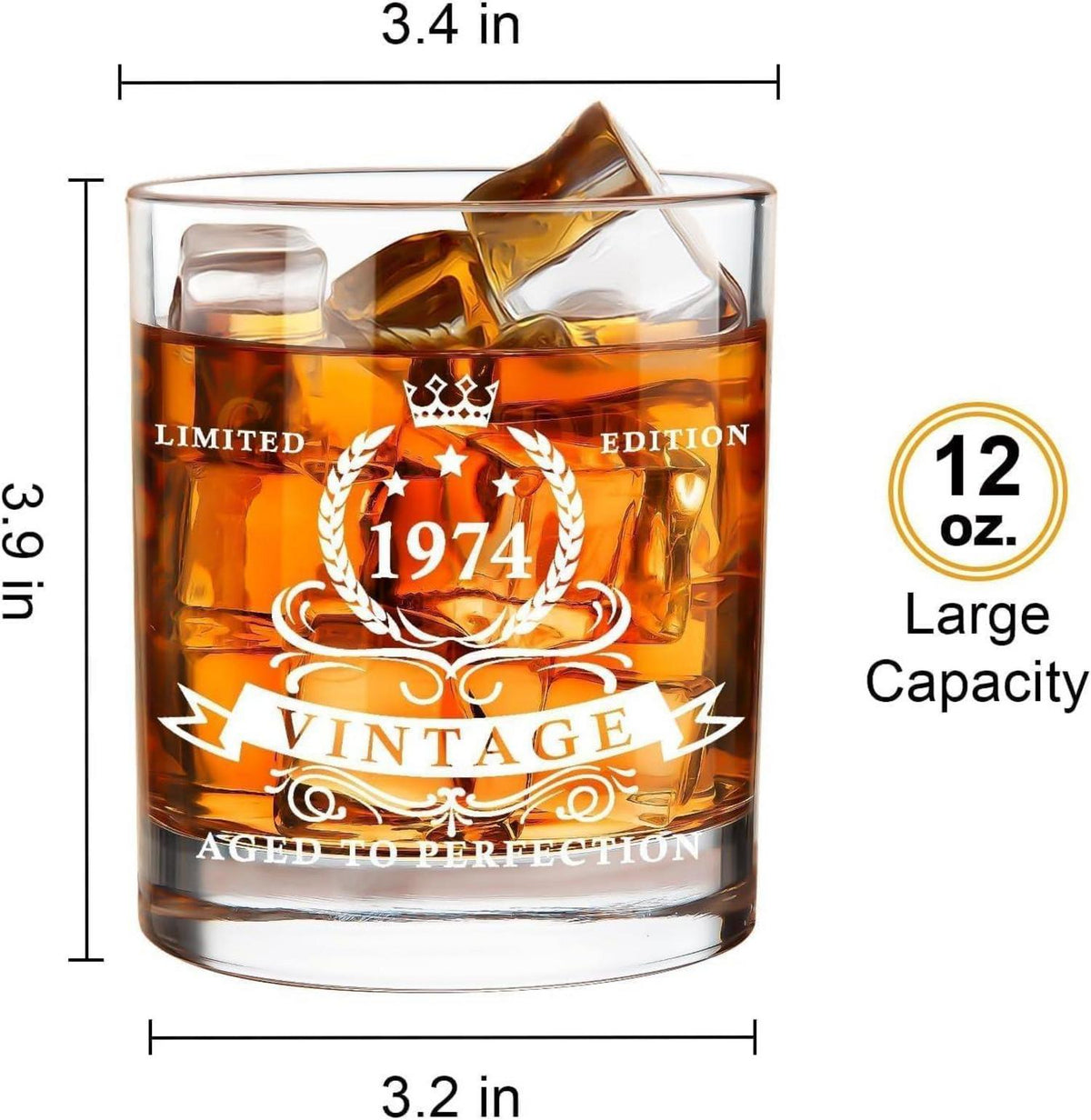 Whiskyglas 1974 für Männer zum 50. Geburtstag in Holzkiste