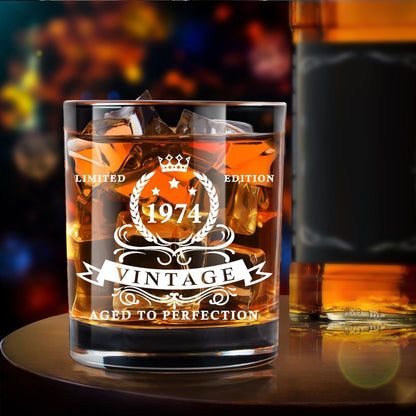 Whiskyglas 1974 Geschenk 50. Geburtstag Männer Holzkiste 360ml