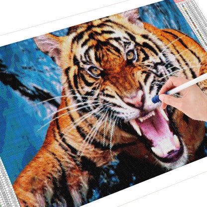 5D Diamant Malerei Tiger Brüllen Groß Set 180x70 cm DIY Wanddeko