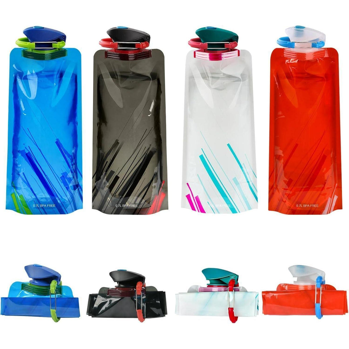 Faltbare Trinkflasche 700ml, BPA-frei, 4er Set