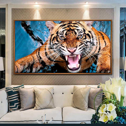 5D Diamant Painting Tiger Brüllen – Großes Bild 150x60cm