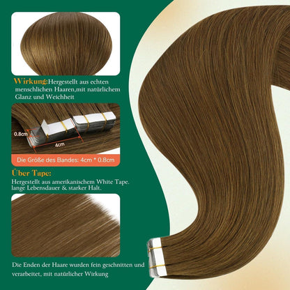 Braune Tape-in Haarverlängerung Echthaar 55cm #4