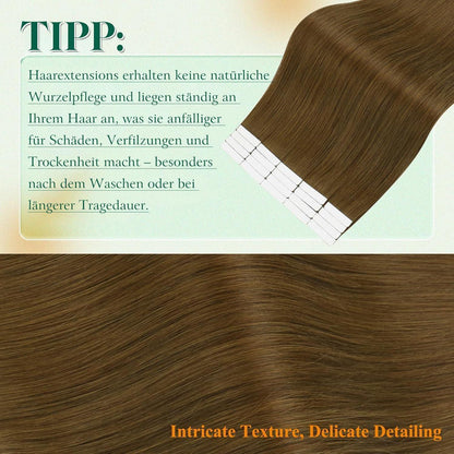 Braune Tape-in Haarverlängerung Echthaar 55cm #4
