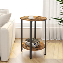 Runder Beistelltisch mit Holztablett und Metallgestell