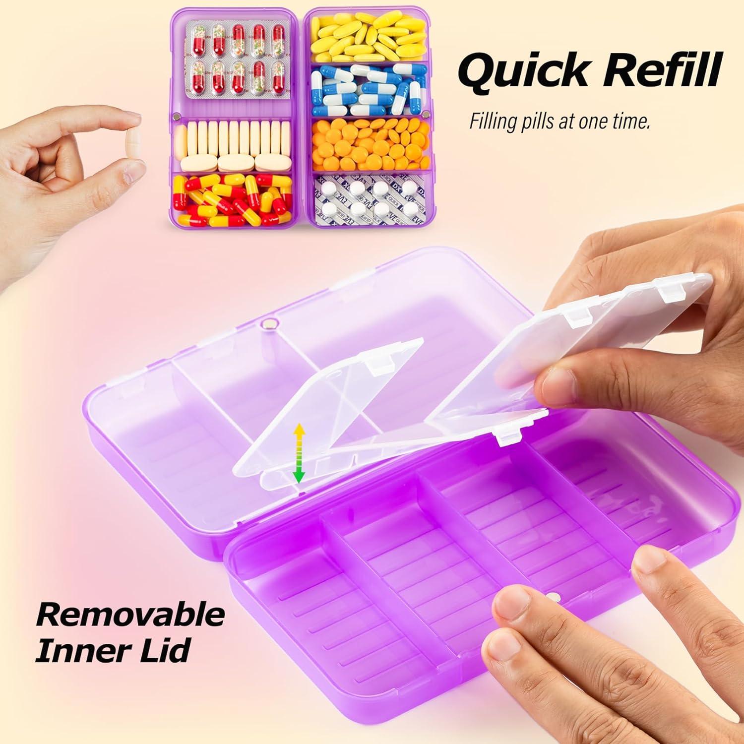 Yaklim Magnetischer Reise-Pillen-Organizer 7 Fächer Vitamin