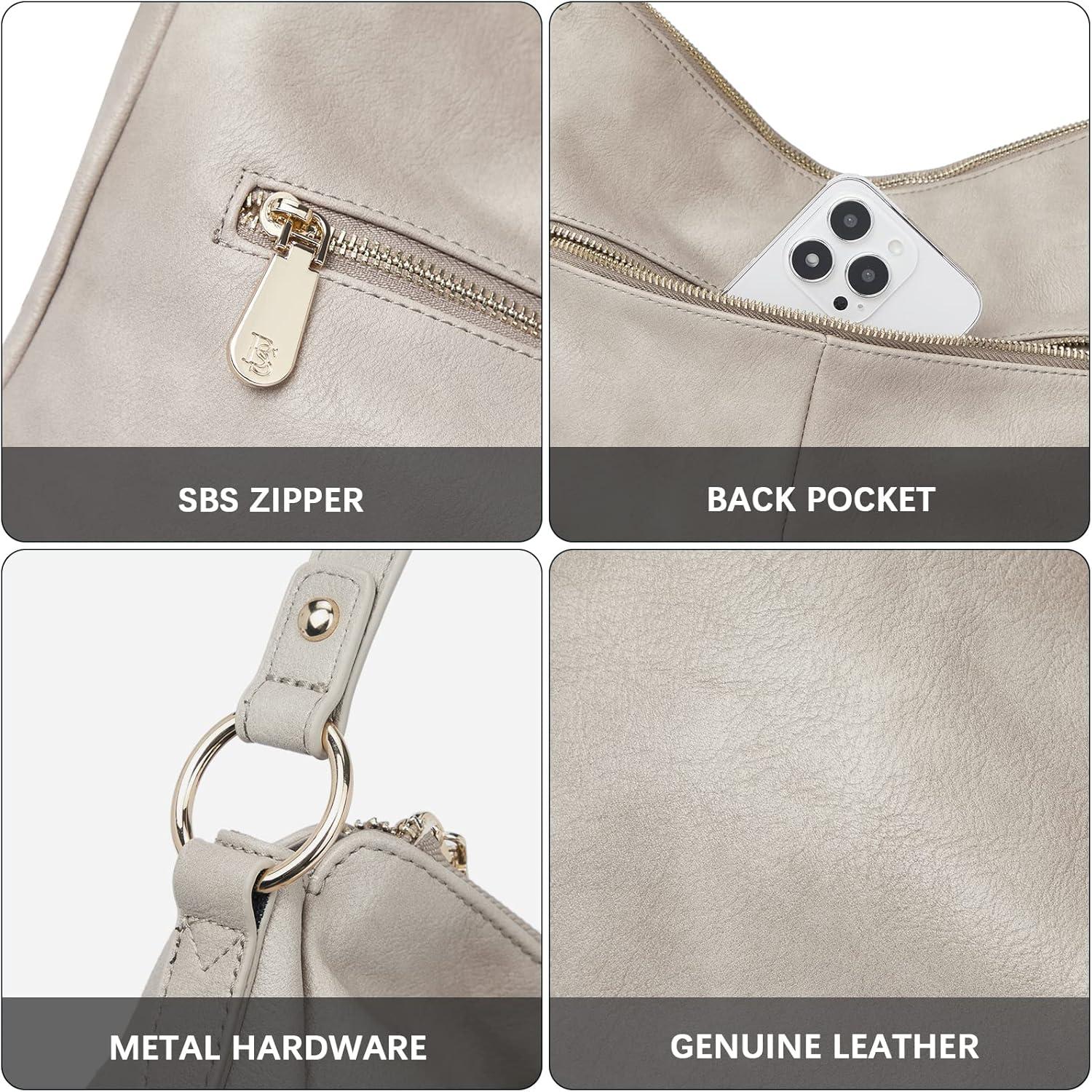 Damen Schultertasche Hobo Handtasche PU Leder Mittelgroß Grau Eleganz