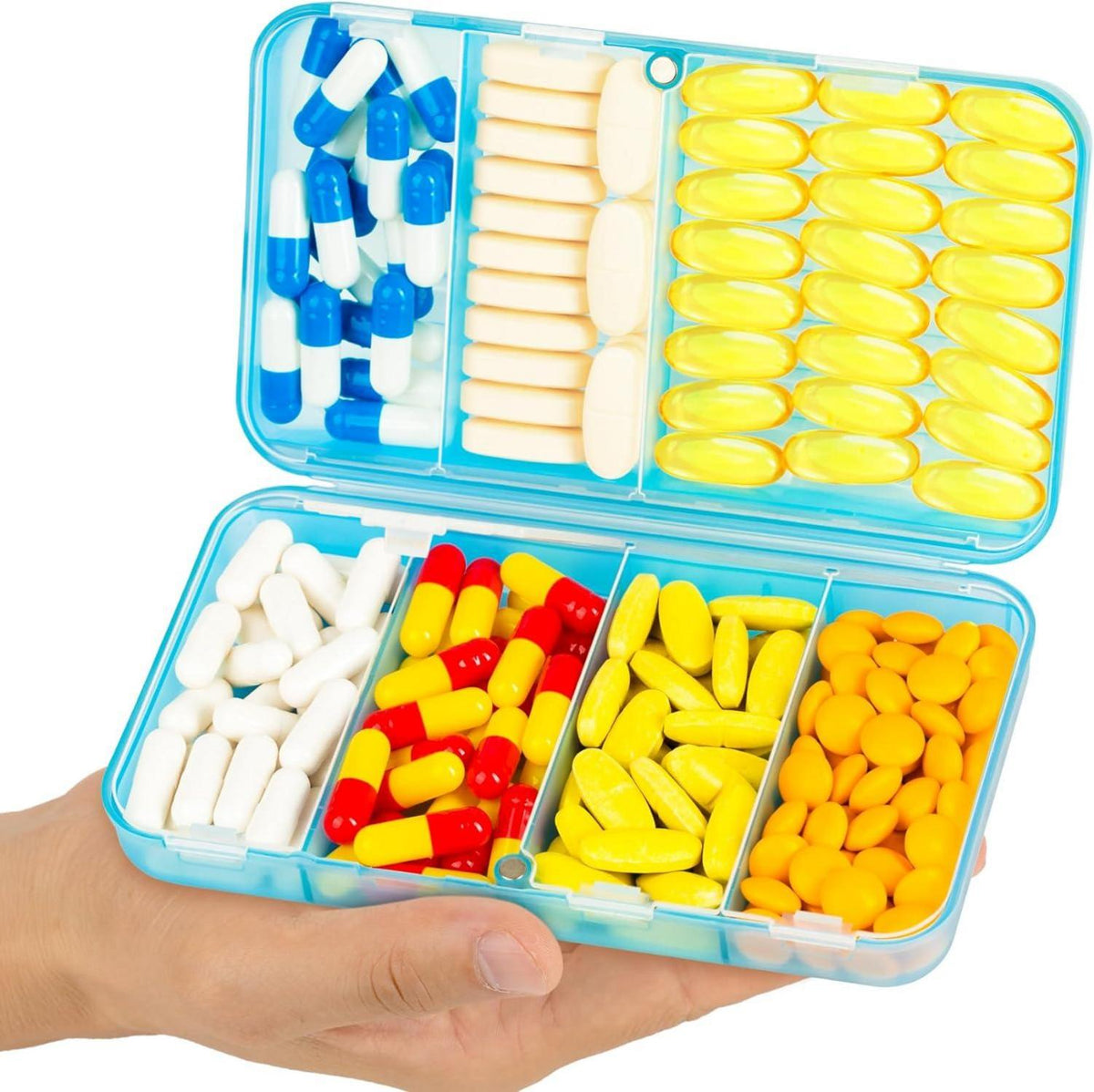 Magnetischer Reise-Pillen-Organizer mit 7 Fächern & Etiketten