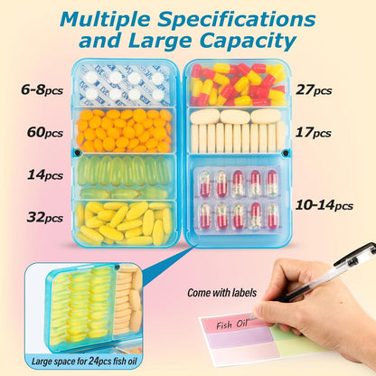 Yaklim Magnetischer Pillen-Organizer, 7 Fächer, tragbare Pillendose, Vitamin- & Medizin-Organizer