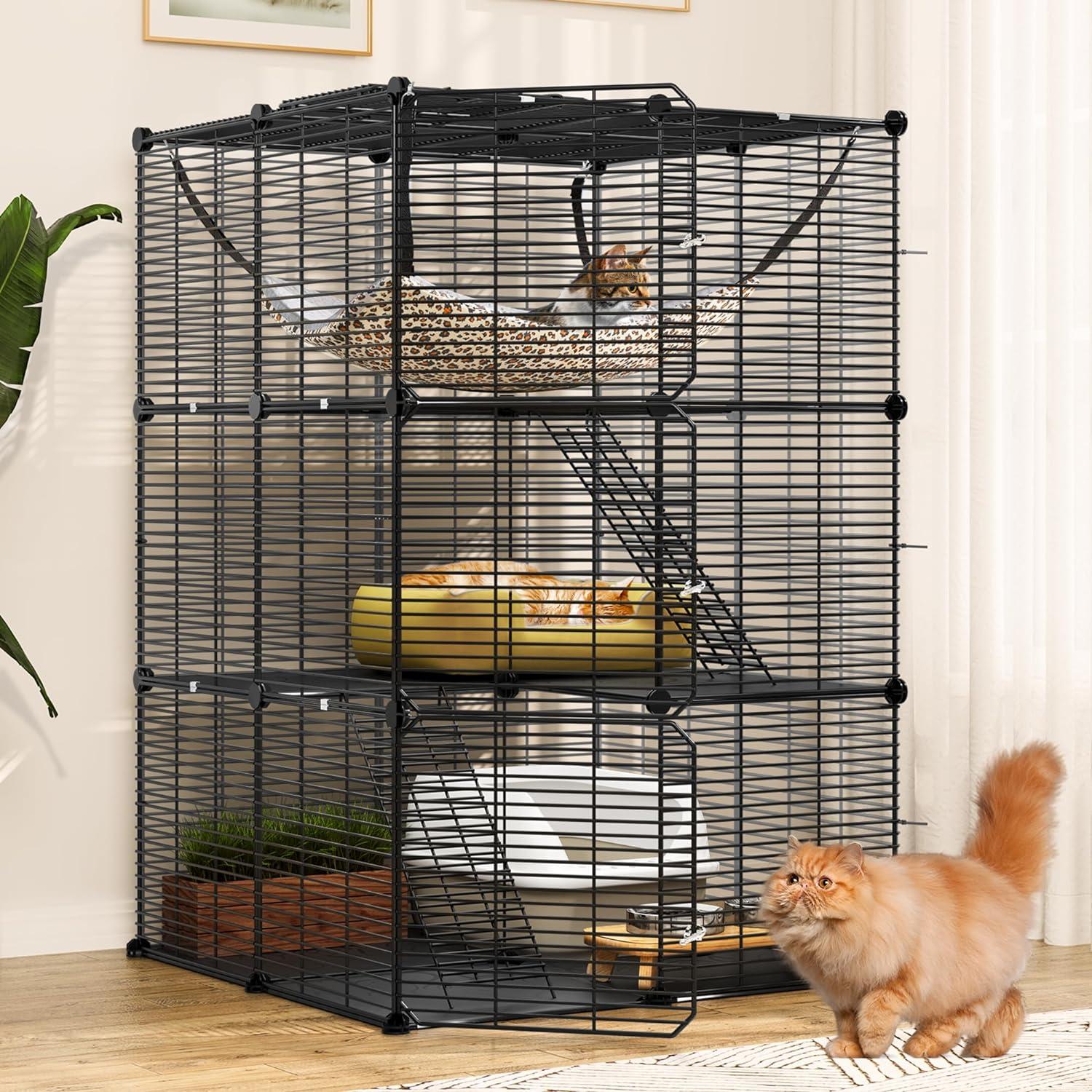 Katzenkäfig Outdoor 3-stöckig DIY Katzenlaufstall