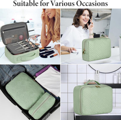 Kosmetiktasche Kulturtasche Damen wasserdicht schwarz/grün 2er Set