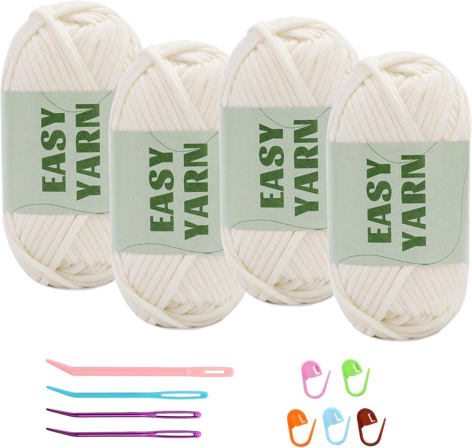 Weißes Häkel- und Strickgarn für Anfänger, 4er-Pack