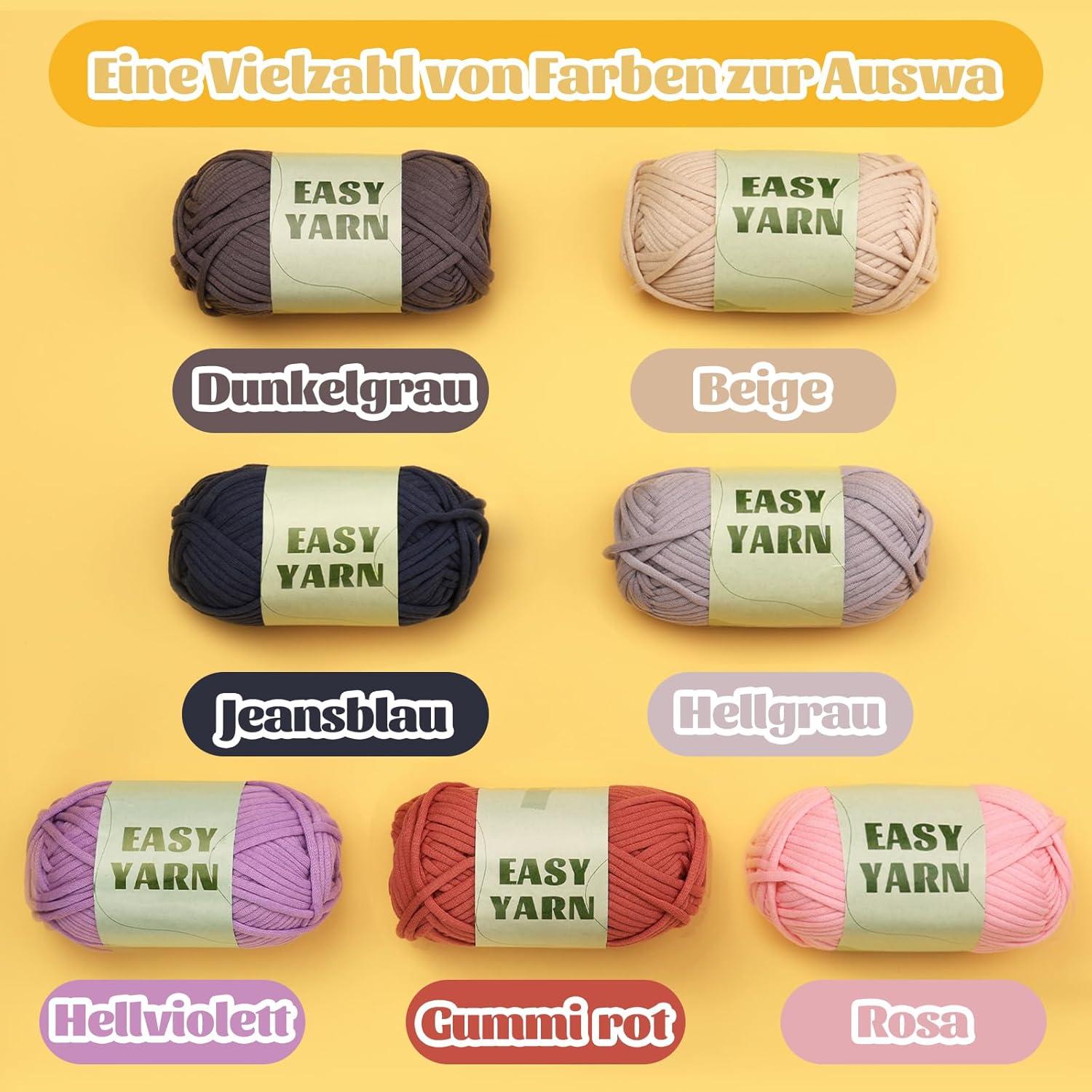 4er Set Cowboyblau Baumwoll-Nylon-Mischgarn zum Häkeln - Anfängergarn mit Häkelzubehör
