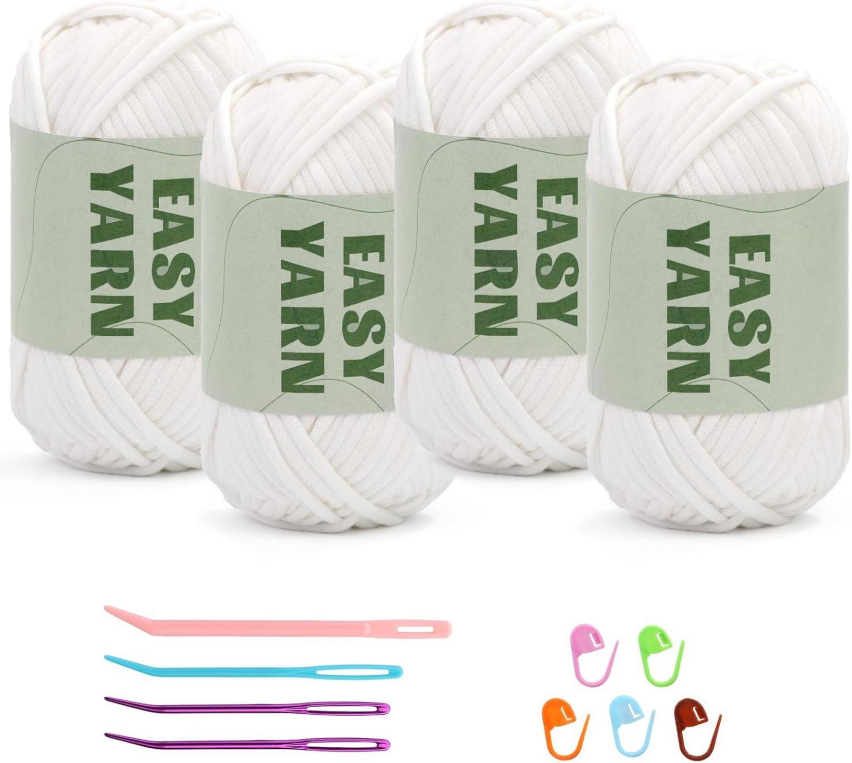 Weißes Häkel- und Strickgarn für Anfänger, 4er Pack