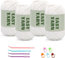Weißes Häkel- und Strickgarn für Anfänger, 4er Pack