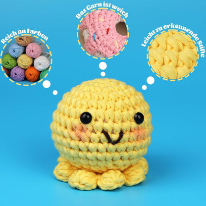 4er Set Gummirot Garn für Anfänger: Häkel- und Strickgarn
