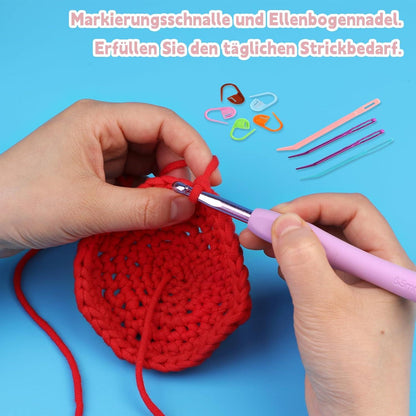 4er Set Rosa Häkel- und Strickgarn Anfänger Baumwolle Nylon