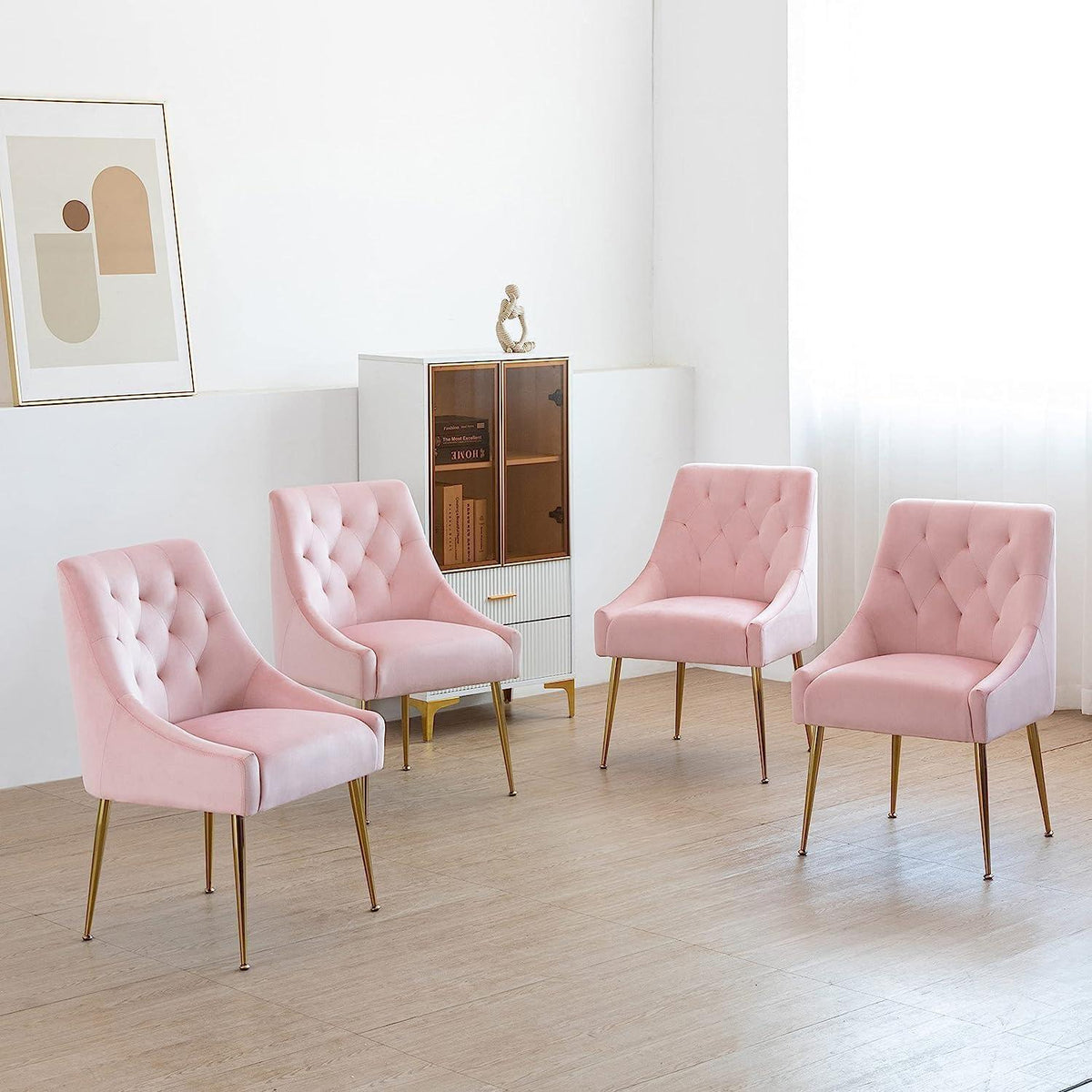 Samt Esszimmerstühle 6er Set – Modern & Komfortabel Rosa
