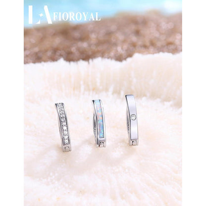 3er Set Bauchnabelpiercing 925 Sterling Silber & Opal/CZ