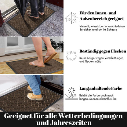Waschbare Fußmatte Outdoor, Braun 92x61 cm – Robust & Rutschfest