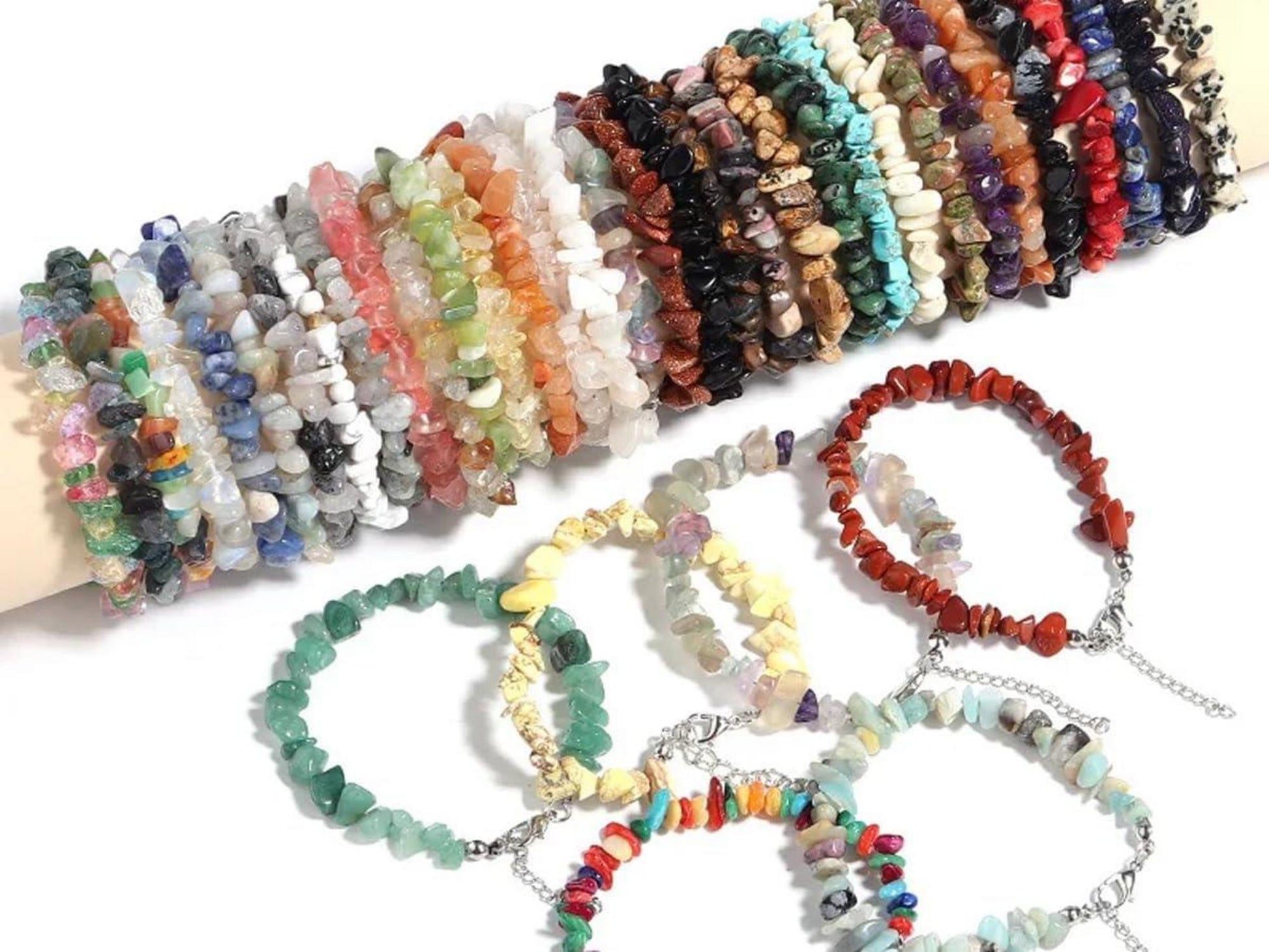 Perlen Erdbeerquarz Kristall DIY Schmuck Basteln Stein Kit 400 Stück