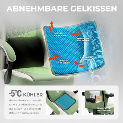 Gaming Stuhl Stoff mit Massage, Taschenfederkissen