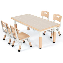 Höhenverstellbares Kindertisch Set mit 4 Stühlen, Gelb
