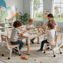 Höhenverstellbares Kindertisch Set mit 4 Stühlen, Gelb