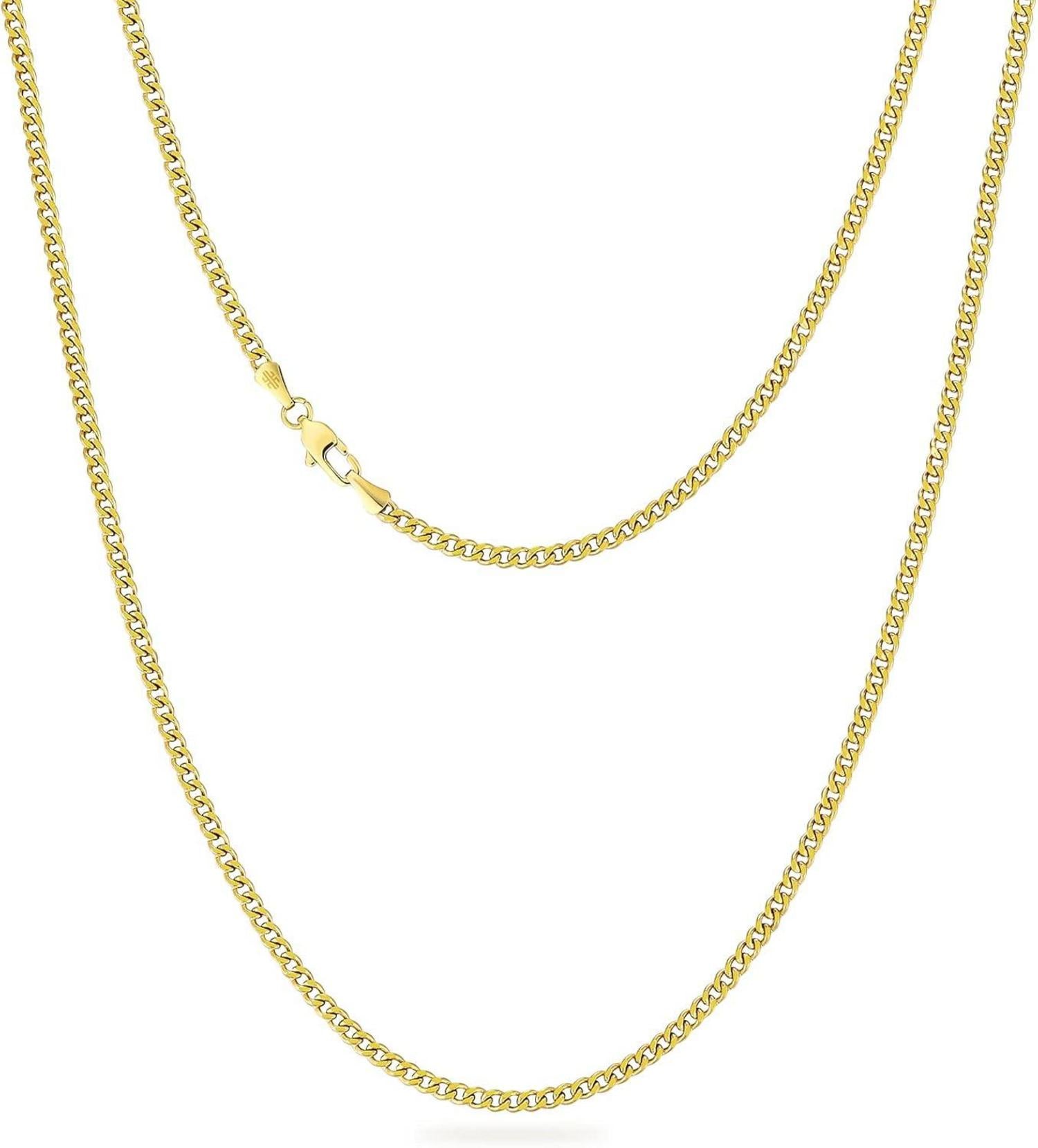 Kubanische Panzerkette Edelstahl Diamantschliff 14K Gold Vergoldet