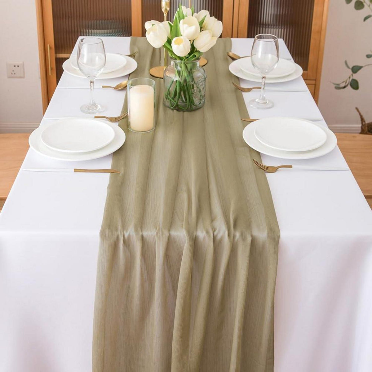 Chiffon Tischläufer 70x300cm – Hochzeit & Feier Deko