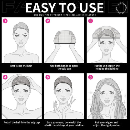 Ultra Dünne Haarnetz Nylon Wig Caps Perückenkappe Set Atmungsaktiv Dunkelbraun