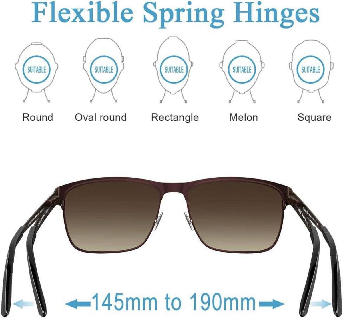 Polarisierte Herren Sonnenbrille Metallrahmen UV400 Sportbrille 58mm Braun
