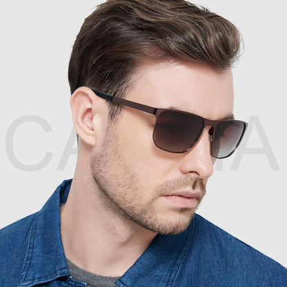 Polarisierte Herren Sonnenbrille Metallrahmen UV400 Sportbrille 58mm Braun