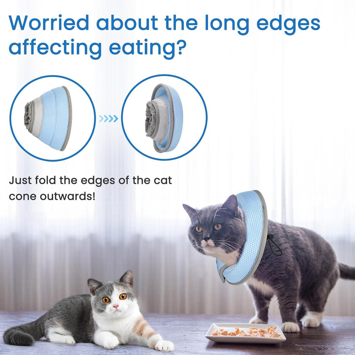 Katzen Halskrause Schutzkragen Faltbarer Weich Blau M