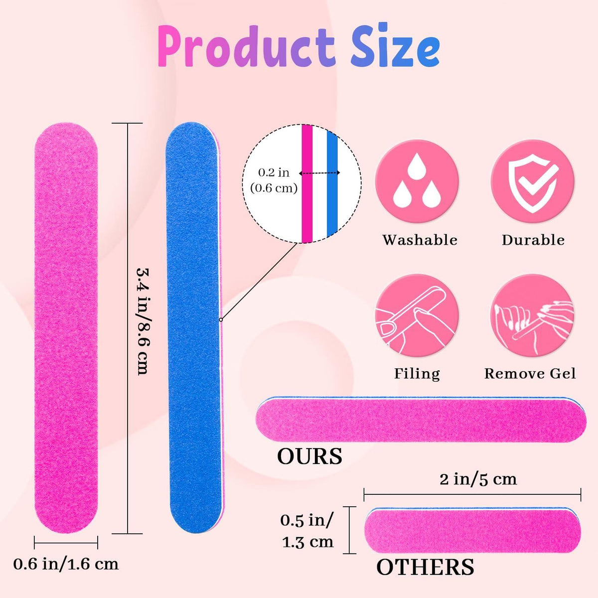 100er Mini-Nagelfeilen Set 180/240 Körnung für Gelnägel