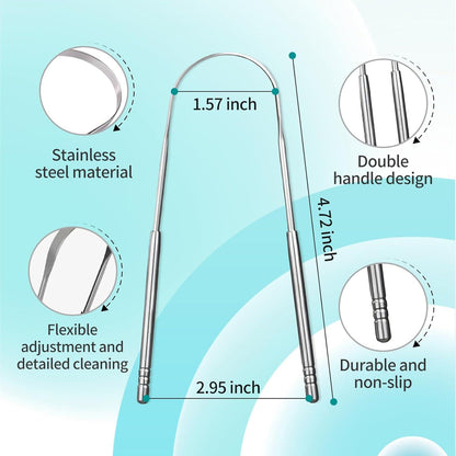 4er Pack Zungenschaber aus Edelstahl für Mundhygiene