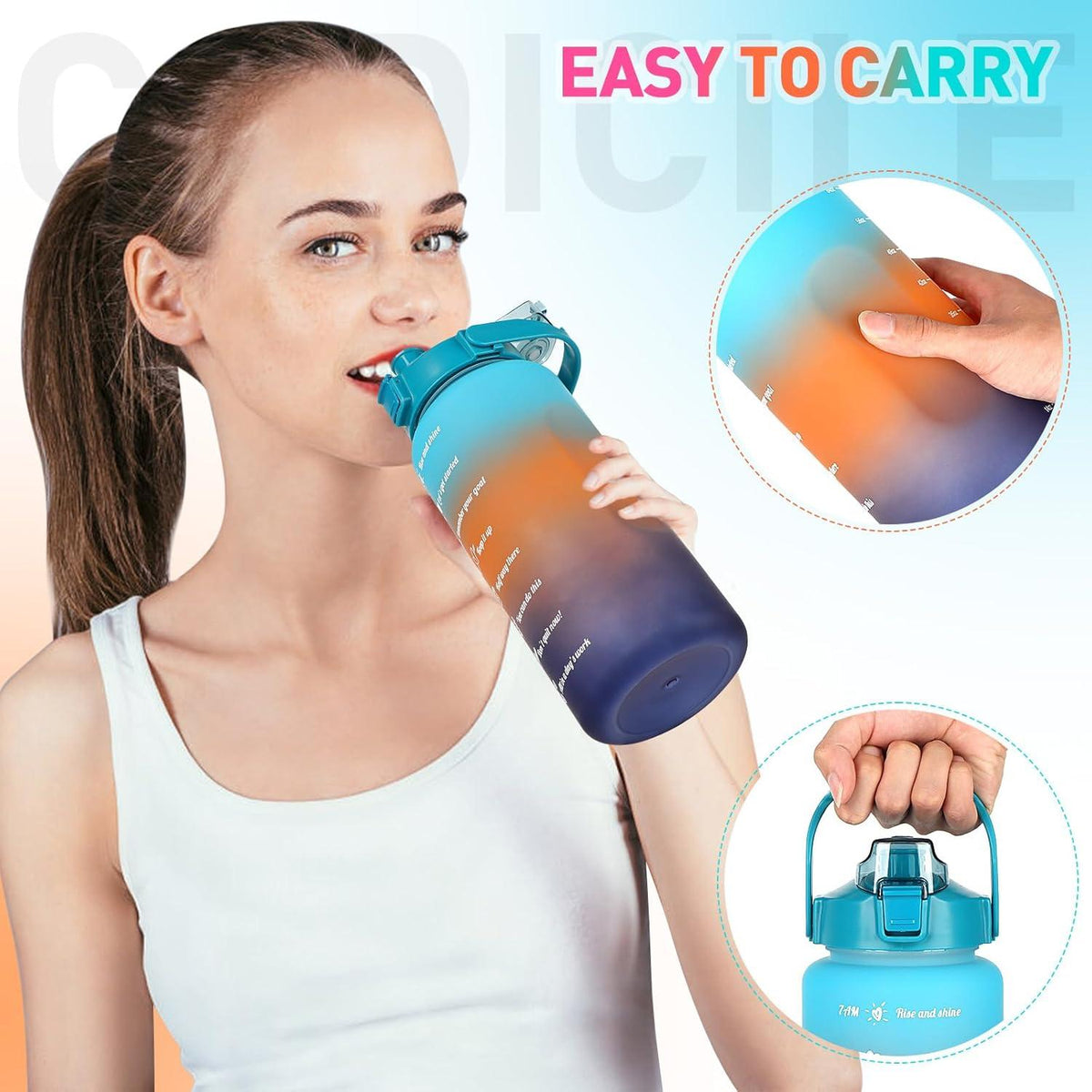 Trinkflasche mit Strohhalm 2L 700ML 300ML BPA frei Grün