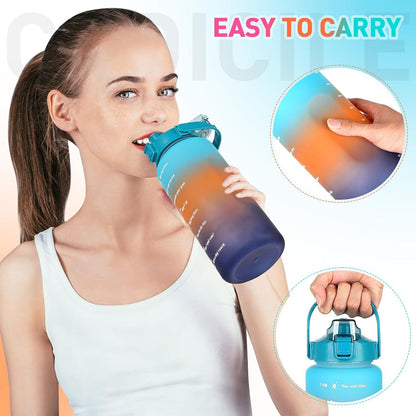 Trinkflasche mit Strohhalm 2L 700ML 300ML BPA frei Grün