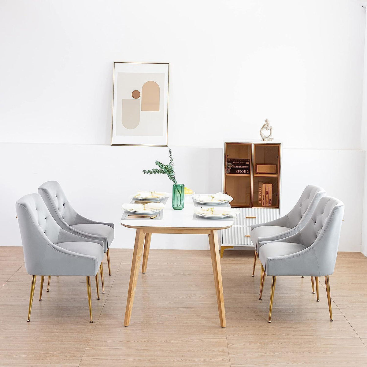 Samt Esszimmerstühle 2er Set – Modern & Bequem (Grau)