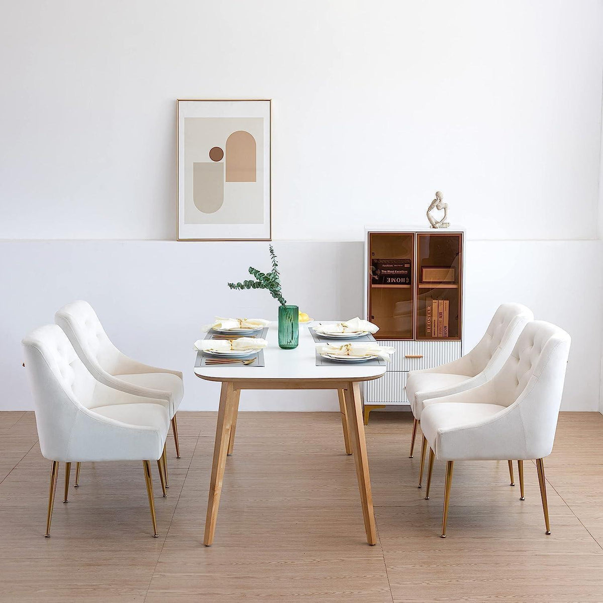 Samt Esszimmerstühle 6er Set – Modern & Bequem in Beige