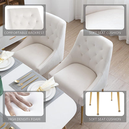 Samt Esszimmerstühle 2er Set – Modern & Bequem in Beige